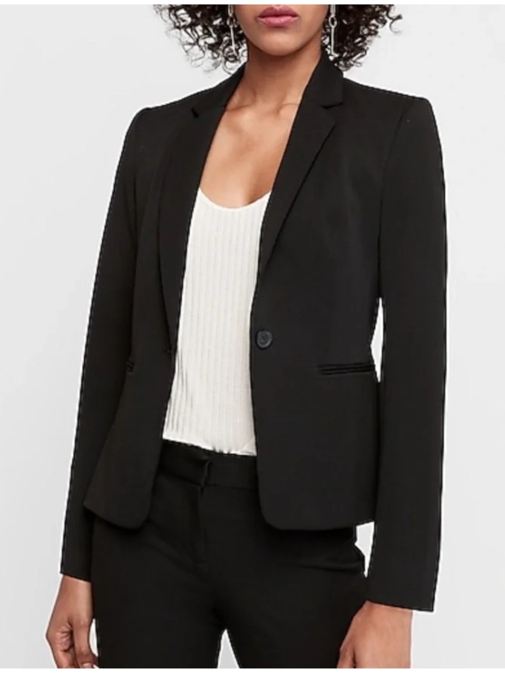 Express Black Notch Collar One Buffon Blazer Size 2